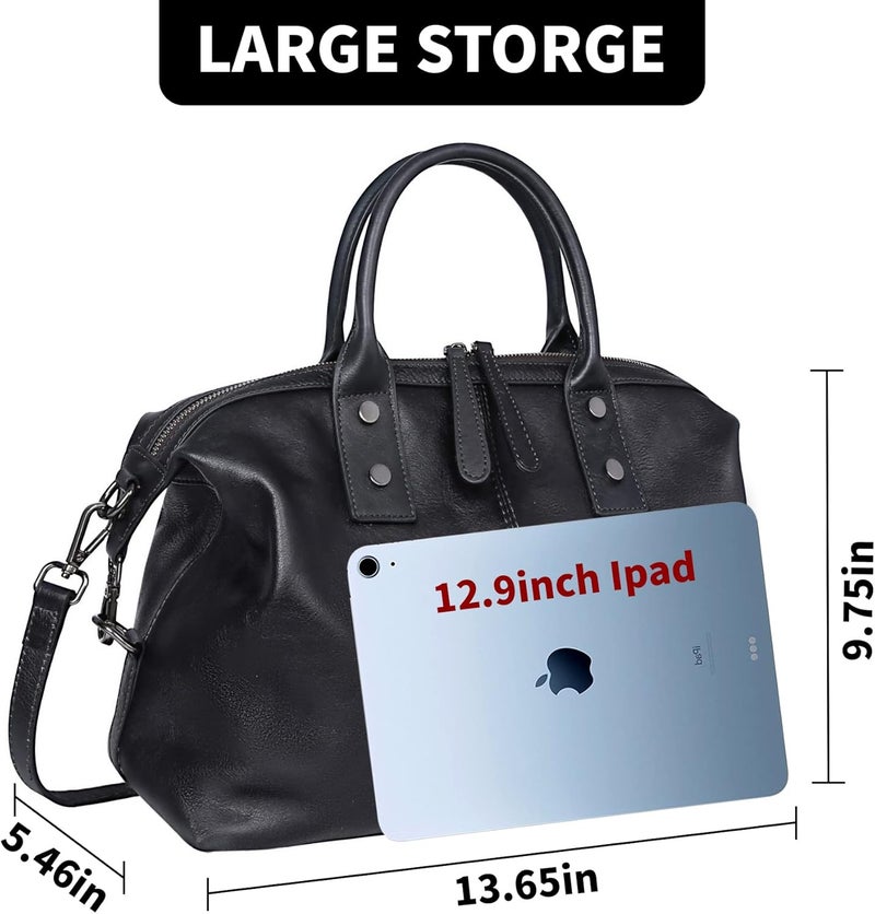 Iswee Genuine Leather Satchel Tote Bag Top Handle Handbag Designer Shoulder Bag Large Capacity Cross Body Bag - Image 3